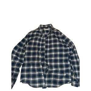 Aeropostale Plaid Flannel Shirt Women's Large Blue Green Button Up